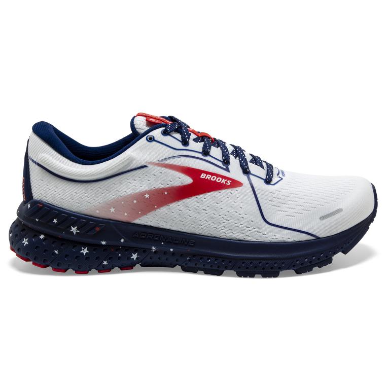 Brooks Adrenaline Gts 21 - Womens Road Running Shoes - White/Blue/Red (84296RPWJ)